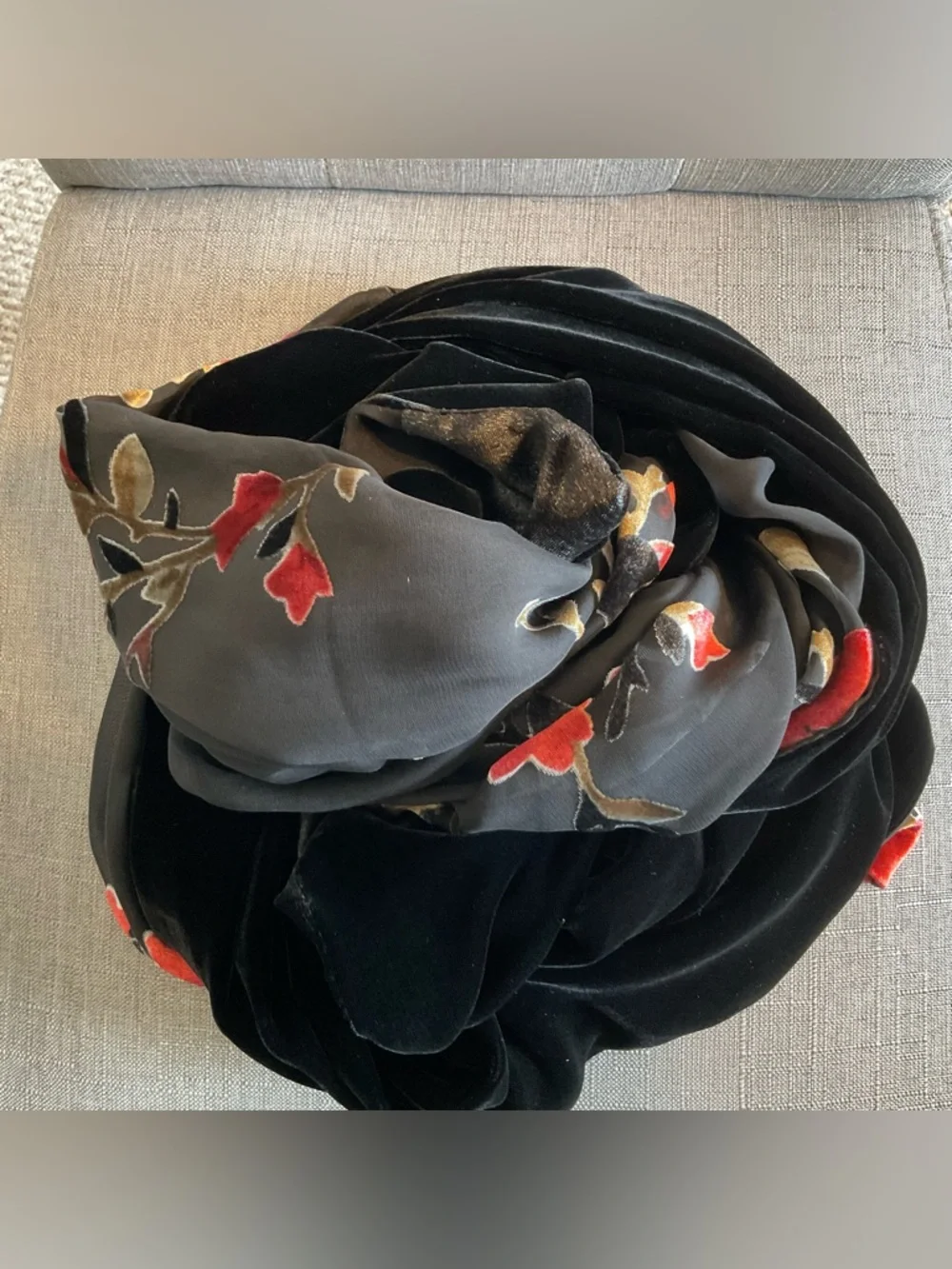 Macy’s Black Velvet-Like Reversible Shawl or Scarf